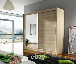 Brava 6- Wardrobe With 2 Sliding Doors, 1 Full Door Mirror, 4 Colour Choices