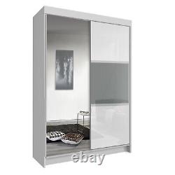 Brooklyn Modern 2 Door Mirrored Wardrobes for Bedroom Furniture (120, White)