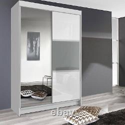 Brooklyn Modern 2 Door Mirrored Wardrobes for Bedroom Furniture (120, White)