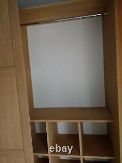 Complete mirror and light oak sliding wardrobe doors used
