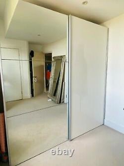 DWELL Loft two door sliding wardrobe -white glass with mirror 220(h) x 201(w)