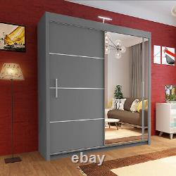 Double Mirror Sliding Doors Wardrobe Vision (Grey) 150cm/180cm/203cm