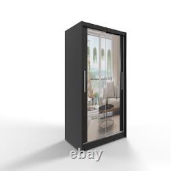 Easy Costa 7 Sliding Door Wardrobe 100cm Full Mirror Black Led Optional