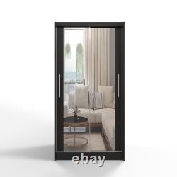 Easy Costa 7 Sliding Door Wardrobe 100cm Full Mirror Black Led Optional