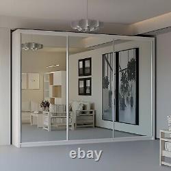 Elchic Modern Bedroom Sliding Door Wardrobe Full Mirror Design 203cm 4 Colors