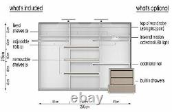 Grey matt wardrobe CLEO 1 250cm 3 sliding doors with mirrors