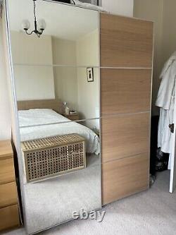 IKEA PAX Wardrobe Mehamn Oak Effect/Mirror Glass Sliding Doors (Cardiff)