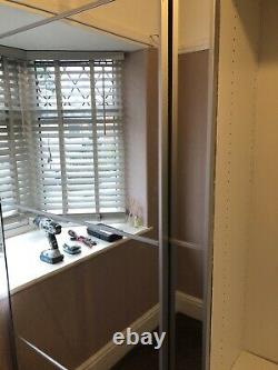IKEA Pax double wardrobe with sliding mirrored doors White Panelled