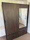 Ikea TRYSIL Black Brown 2 Door Double Wardrobe 4 Drawer Sliding Doors Mirror DIY