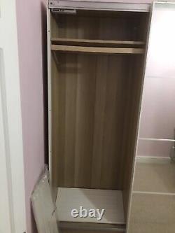 Ikea pax /auli Wardrobe With White Stained Oak Effect And Sliding Mirror Doors