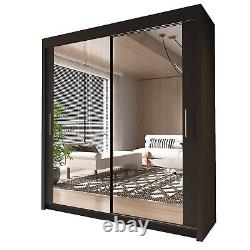 Interwood Modern Double Sliding Door Wardrobe Black 7 Sizes Free Delivery