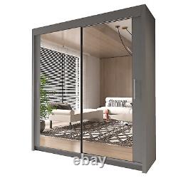Interwood Modern Double Sliding Door Wardrobe Grey 7 Sizes Free Delivery