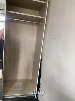 John Lewis Elstra Wardrobe 150cm With White Glass & Mirrored Sliding Doors