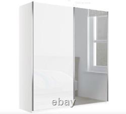 John Lewis Elstra Wardrobe RRP £975 White Glass/Mirrored Sliding Doors-200cm