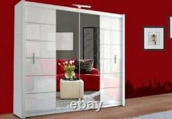 LISBON White Modern Bedroom 2 Mirror Sliding Door Wardrobe For Bedroom