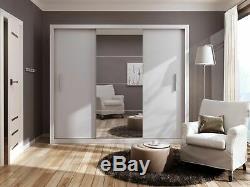Large mirrored wardrobe 250 cm CLEO 1 3 sliding door white colour