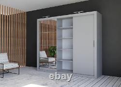 Large sliding wardrobe 3 full mirrored doors Instrument CLEO1 grey matt 250cm