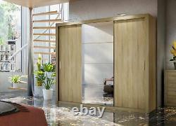 Large sliding wardrobe 3 mirrored doors Instrument CLEO1 shetland oak 250cm