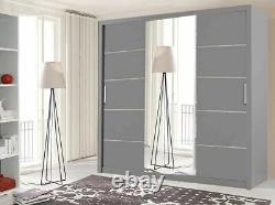 Lyon Sliding Door Wardrobe Cabinet Bedroom in 5 Sizes and 4 Colors