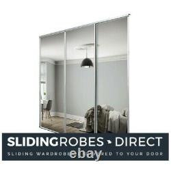 Made to Measure MIRROR Sliding Wardrobe Doors & Track set-WHITE or SILVER Frames