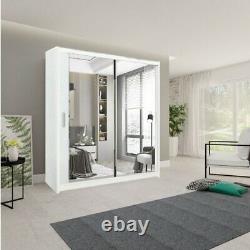 Milan 2 and 3 Mirror Sliding Door Cupboard in 6 Sizes and 4 Colors with LED