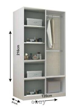 Milan Modern 2 and 3 Sliding door Wardrobe in 6 Sizes and 4 Colors