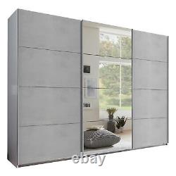 Mirror Wardrobe Sliding Doors German Ernie White Concrete Grey Industrial 3 Door