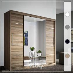 Mirrored Wardrobe Sliding Door with Storage Shelves and Hanging Space