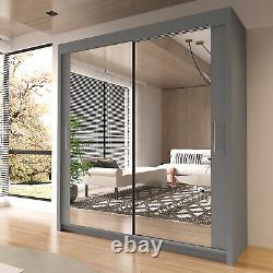Modern Bedroom 2&3 Sliding Doors Wardrobe with Mirrors 4 COLOURS 6 SIZES