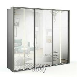 Modern Bedroom 3 Sliding Door Mirror Wardrobe ARTI 20 250cm in Grey