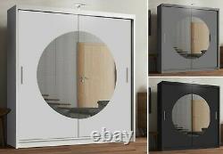 Modern Bedroom Mirror Sliding Door Wardrobe MOON with Led Light 3 COLORS 2 SIZES