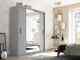 Modern Bedroom Mirrored Sliding Door Wardrobe IDEA ID-03 Grey Matt 180cm
