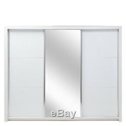 Modern Bedroom Sliding Door Wardrobe SIENA 12 258cm in White Gloss with LED