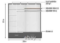 Modern Bedroom Wardrobe Sliding-Folding Door with Mirror DAKO 4 White or Grey