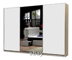 Modern Bedroom Wardrobe Three Sliding Doors Solid Rail Shelfs Mirror Fox 270