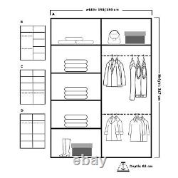 Modern Double Sliding 2 Doors Mirrored MARIKA Wardrobe with Led 4 Sizes 3 Colors
