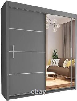Modern Double Sliding Door Wardrobe with 1 LED in 3 Colours -150cm/180cm/203cm