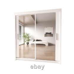 Modern Full Mirror 2&3 Sliding door Wardrobe for bedroom Milan White & 6 Sizes
