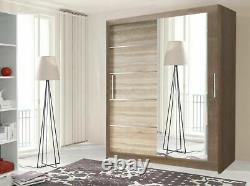 Modern Lyon Sliding Door wardrobe Cabinet bedroom in 5 sizes&4 colors with LED