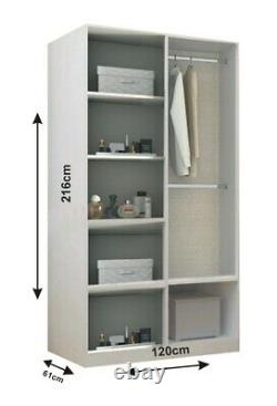 Modern Lyon Sliding Door wardrobe Cabinet bedroom in 5 sizes&4 colors with LED