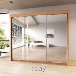 Modern Mirror 2&3 Sliding door Wardrobe for bedroom Milan Oak/Sonoma & 6 Sizes