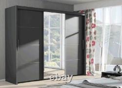 Modern Sliding Door Wardrobe Inova in Graphite 250cm