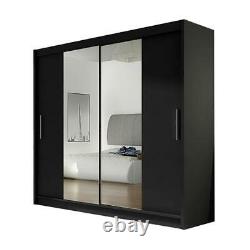 Ye Perfect Choice Modern Wardrobe Bedroom Mirror 2 Sliding Door Wardrobe Bravari S Width 180cm Black, With Carrying Service