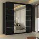 Modern Wardrobe C-Lisbon Mirror Sliding Door Bedroom Cabinets 4 Colours & Sizes