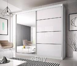 Modern Wardrobe MU 233cm 7 ft 8 wide 2 sliding doors mirror perfect interior