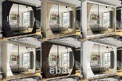 Modern Wardrobe NOTSA 5 with Sliding Doors Mirror Hanging Rail Shelves 250 cm
