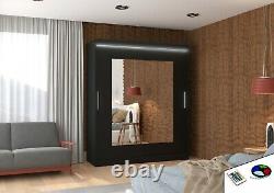 Modern design Wardrobe ROSETTE mirror 2 sliding door bedroom 180 cm LED option