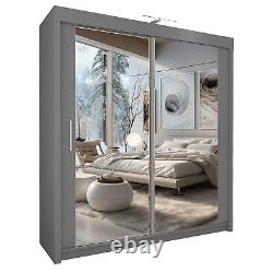 Modern sliding 2 & 3 Sliding doors wardrobe With LED light 7sizes and 6 colours