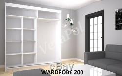 NEW WARDROBE With MIRRORS sliding doors bedroom hallway living furniture 5 sizes