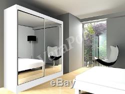 NEW WARDROBE With MIRRORS sliding doors bedroom hallway living furniture 5 sizes
